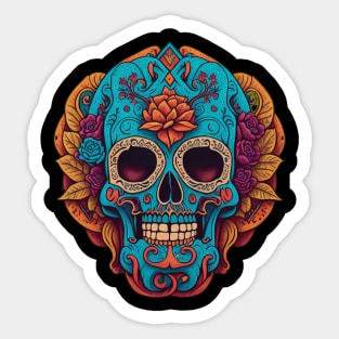 Stunning Sugar Skull Art for Día de los Muertos Sticker